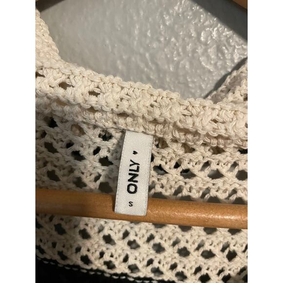 ONLY Cardigan Sweater Womens Small Striped Crochet Button Up Knit Top - Picture 5 of 8